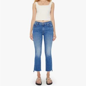 Mother the insider crop step fray jeans
